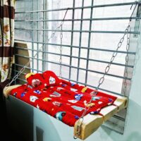 IMG_20250529_180946 Indoor Cat Hammock Bed | Wooden Frame & Hanging Chains for Window, Wall