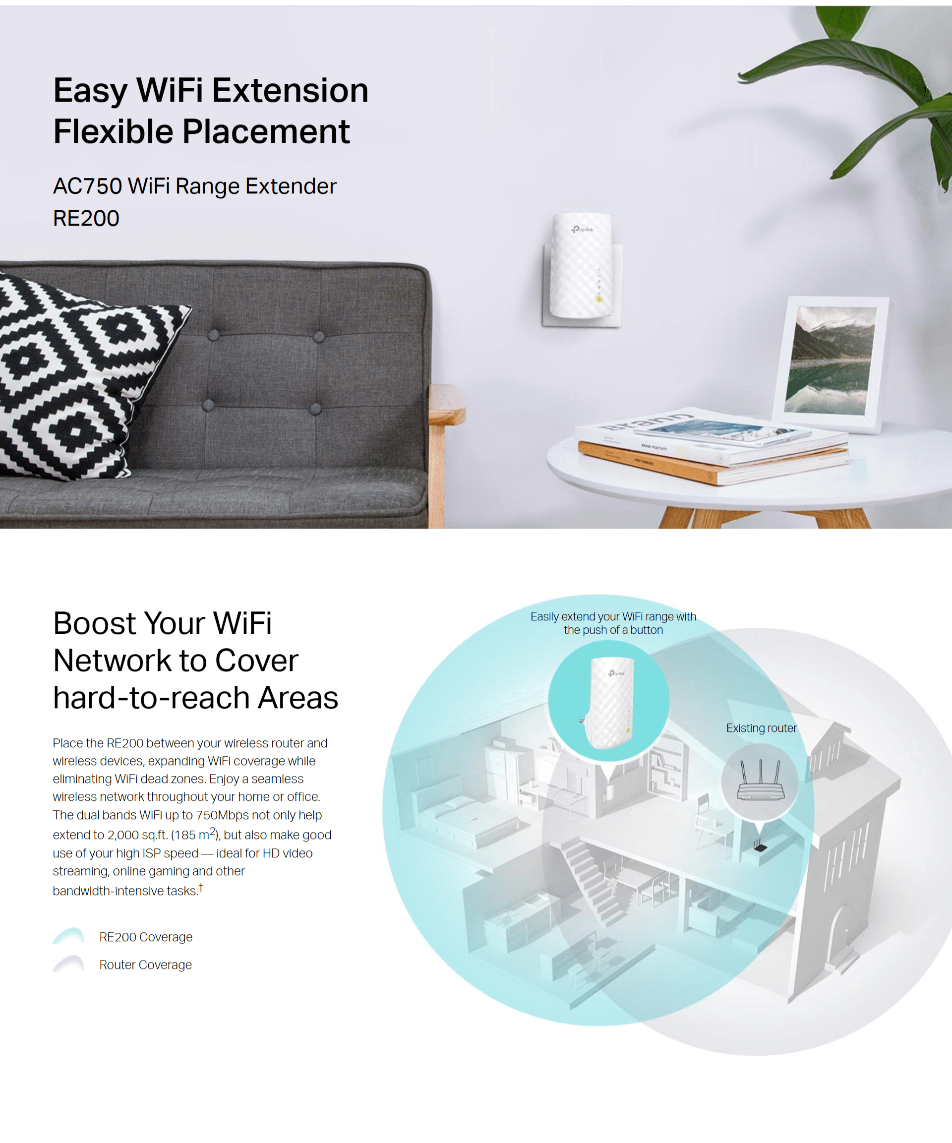 TP-Link RE200 AC750 Wi-Fi Range Extender - V5