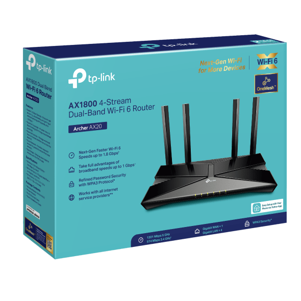 Archer AX20 AX1800 Dual-Band Wi-Fi 6 Router