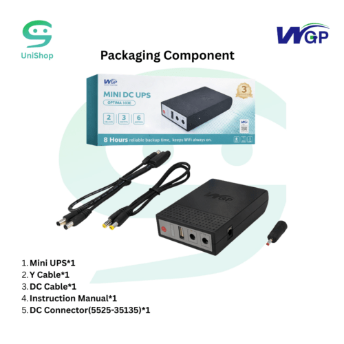 WGP Optima 103E DC UPS for Router, Onu, CC Camera 5, 9, 12 Volt Output