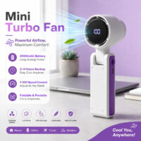 Portable Mini Turbo Fan Rechargeable USB Handheld Fan 2000mAh Battery 1-100 Speed Adjustable_000849