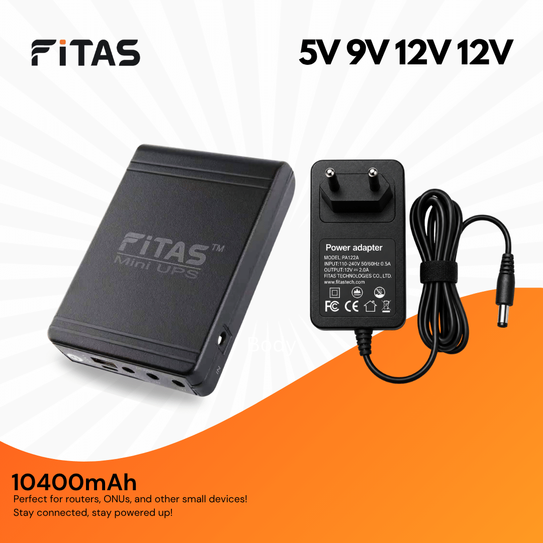 FiTAS TM95 Pro DC Mini UPS 5V 9V 12V 12V With TYPE-C Fast Charging With Adapter